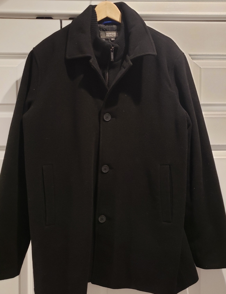 Kenneth Cole Black Wool Blend Peacoat